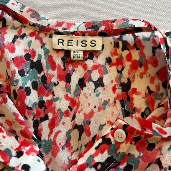 Reiss Red and Black Patterned Sleeveless Blouse - Picture 6 of 8